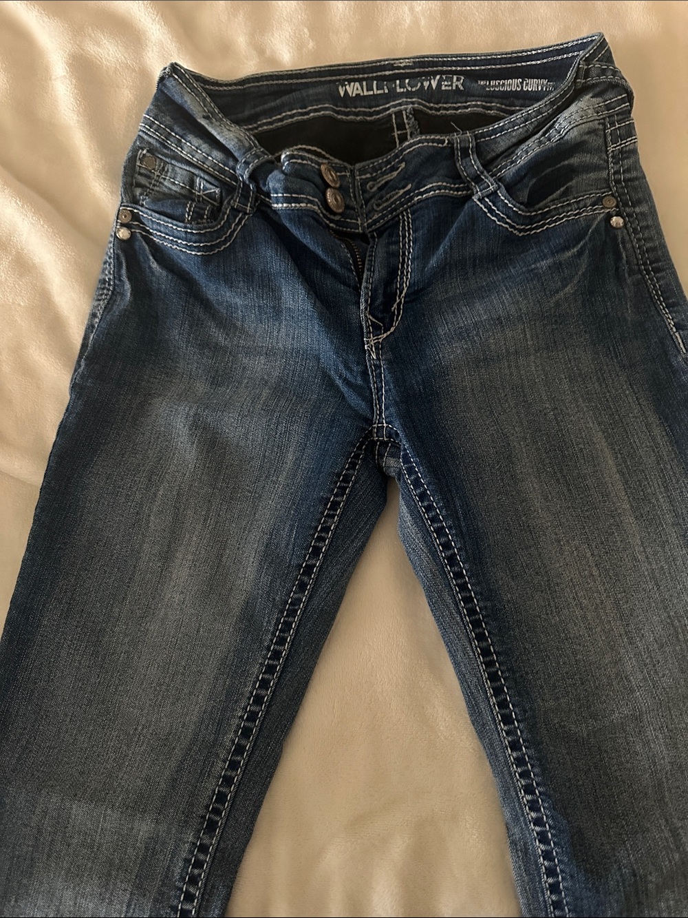 Wallflower Dark Blue Skinny Jeans with Faded Detail